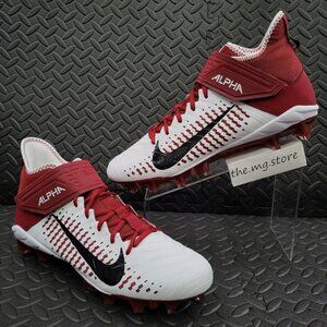 Nike Alpha Menace Pro 2 Mid Football Cleats White/Red BV3945-106 Men's 13 NWOB